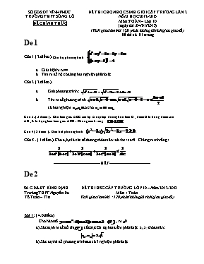 Đề thi chọn học sinh giỏi cấp trường lần 2 năm học 2012 - 2013 môn Toán lớp 10